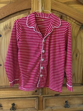 Be Mine red white striped long sleeve pajama shirt size S